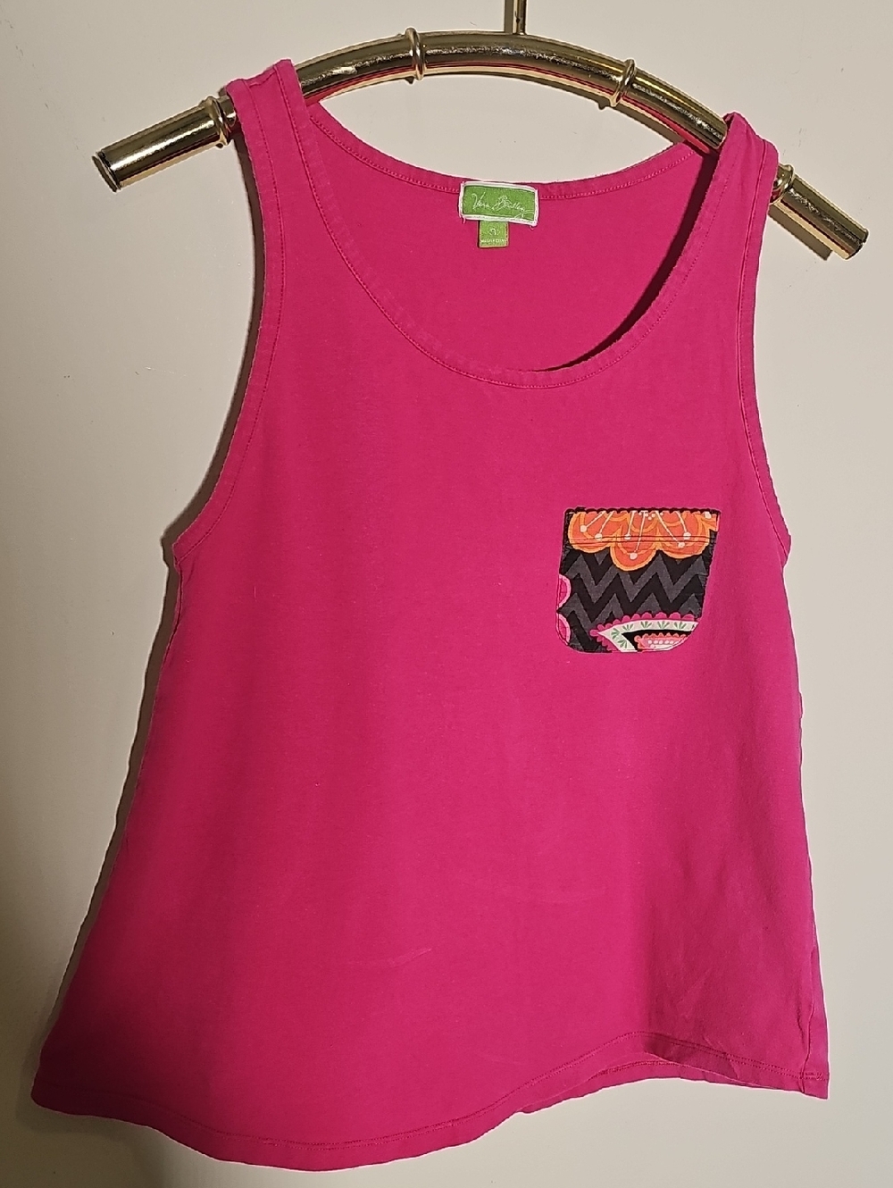 Vera Bradley Hot Pink  Tank with Patterned Chest Pocket. Size Small‎